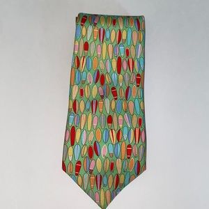 Peter Blair Surfboard Print Regular Tie Wearable Art 100% Silk Multicolor